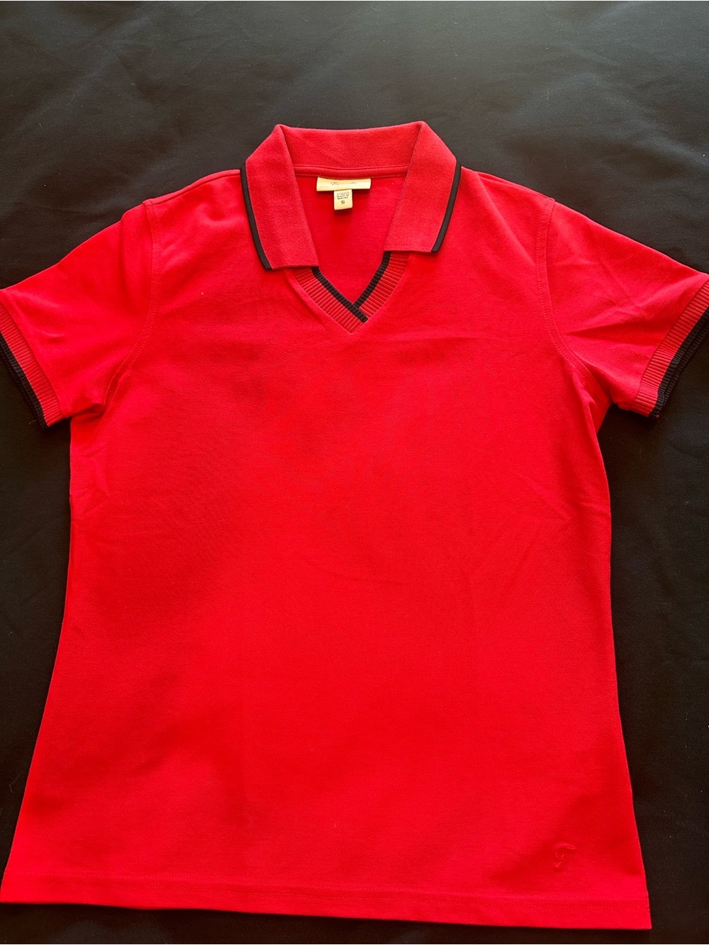 Faconnable Red Polo Top with Black Trim (S)